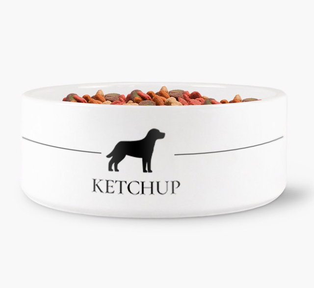 'Mixed Breed Silhouette' - Personalised Dog Bowl 