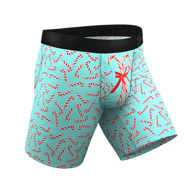 Candy Cane Long Leg Ball Hammock® Pouch Underwear With Fly | The Peppermint Pimp Canes