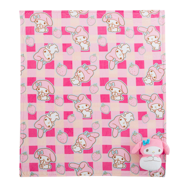 Sanrio Me Myself Melody Silk Touch Throw Blanket 50X60 inches and Hugger Set, 11 inches