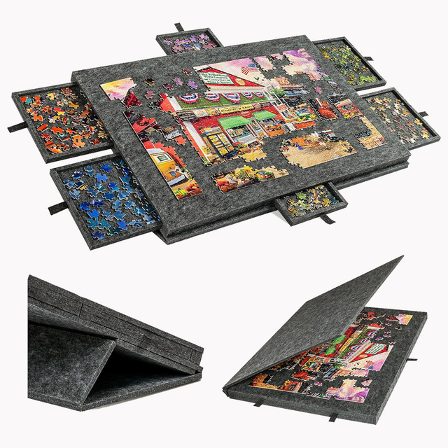 Felt Portable Tilting Puzzle Board Puzzle Table with Drawers and Cover for Up to 1000 Pieces Puzzle