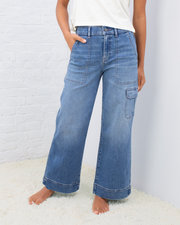 Convertible Wide-Leg Cargo Denim