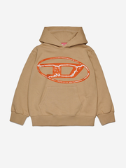Diesel Boys Oval D Hoodie in Beige