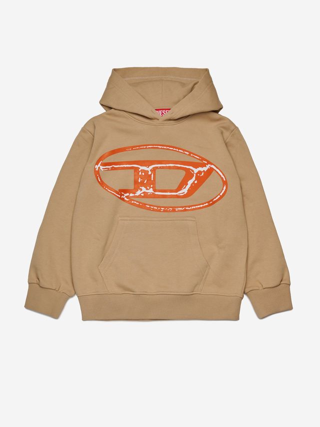 Diesel Boys Oval D Hoodie in Beige