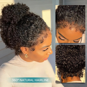Kinky Curly 4C Edges Invisi Strap Laid Flat 360 Transparent Lace Wig Pre Bleached Knots with Curly Baby Hair All Around