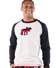 Moose Plaid Men's Long Sleeve PJ Tee