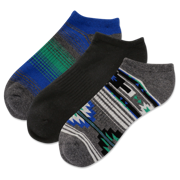 HOTSOX Men's Geometric Stripe 3 Pack Low Cut Socks