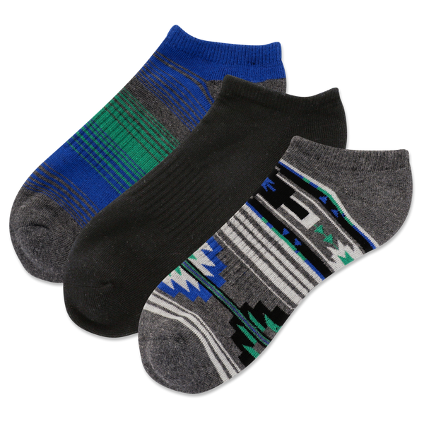 HOTSOX Men's Geometric Stripe 3 Pack Low Cut Socks