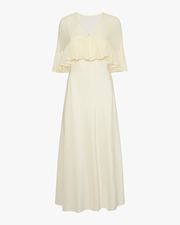 Ruffle Shawl Collar Maxi Dress