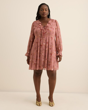 Robe courte évasée fleurie avec volants - Addition Elle