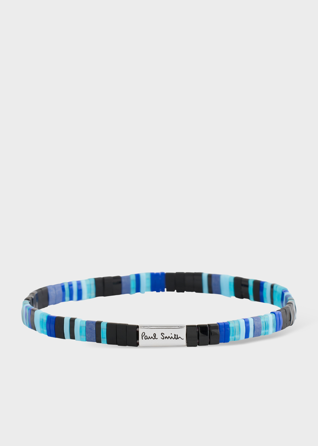 Blue Stripe Flat Bead Bracelet
