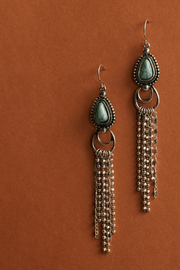 TURQ FRINGE DROP EARRINGS