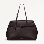 The Christina Leather Large Ziptop Shoulder Bag in Dark Oak - 112196