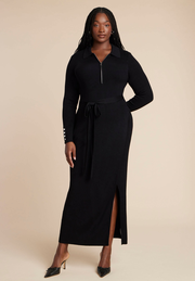 Zipper & Tie Sweater Dress