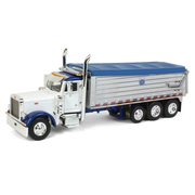 1/64 Peterbilt 379Truck with Tri-axle Chrome MAC Dump Body, White/Blue, DCP by First Gear