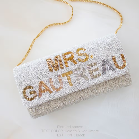 Custom Beaded Barrel Clutch for Bride