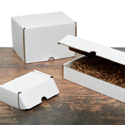 Literature Mailer Boxes: White Cardboard Tab Lock Boxes