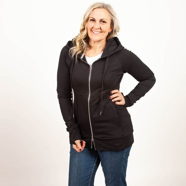Luna Black Full zip Women's Hoodie