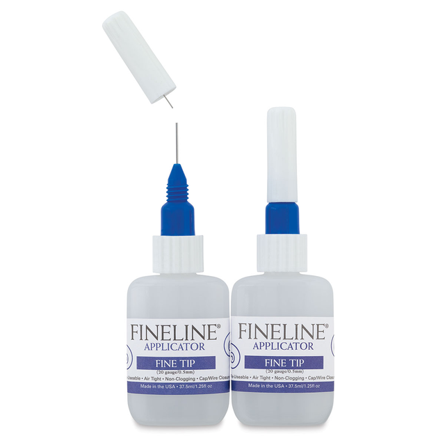 Fineline Precision Applicators - 20 Gauge Tip, Pkg of of 2 Refillable Bottles w/tips, 1.25 oz