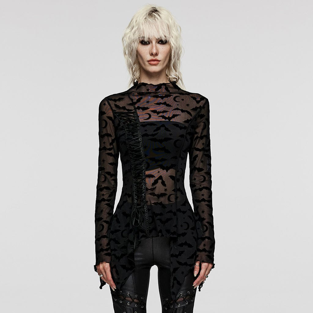 Women's Plus Size Gothic Irregular Bat Mesh Shirt