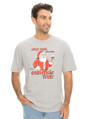 Lowes Mens Christmas More Wine T-shirt Grey