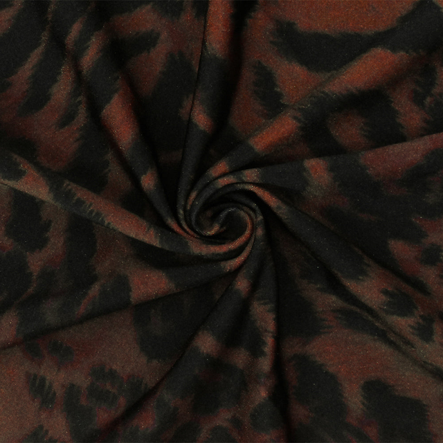 Brown-Black Famous Maker Leopard Print Nylon Stretch Tricot Swimwear Fabric