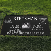 Elegant  Black Granite Companion Headstone – Timeless Double Grass Level Memorial Marker / 36" x 12" x 4"