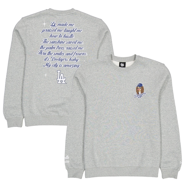 Women's New Era Gray Bella Dona x Los Angeles Dodgers Pullover Sweatshirt
