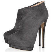 Dark Grey Vegan Suede Ankle Boots Stiletto Heel Platform Booties