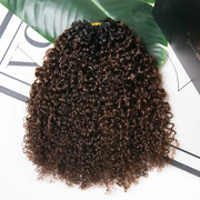 #T1B/4 Medium Brown Multi-Textured Kinky Curly Human Crochet Hair with Dark Roots