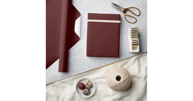 Minimalist Elegant Burgundy Christmas Color  Wrapping Paper