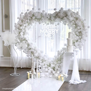 8ft White Rose Flower Wall Romantic Atmosphere Heart Shaped Wedding Decoration Indoor