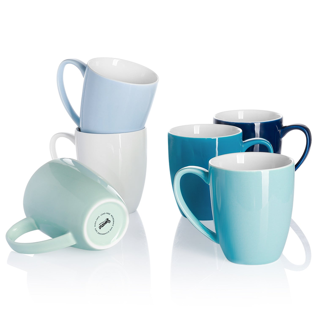 Blue Assorted Round Porcelain Mugs