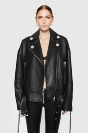 Stevie Oversized Leather Moto Jacket