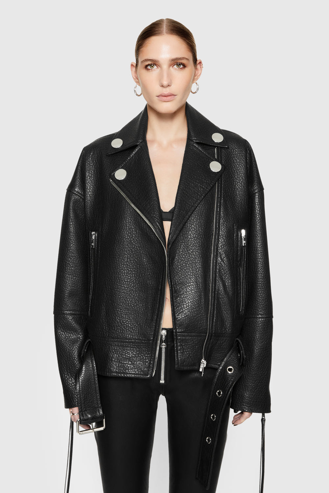 Stevie Oversized Leather Moto Jacket
