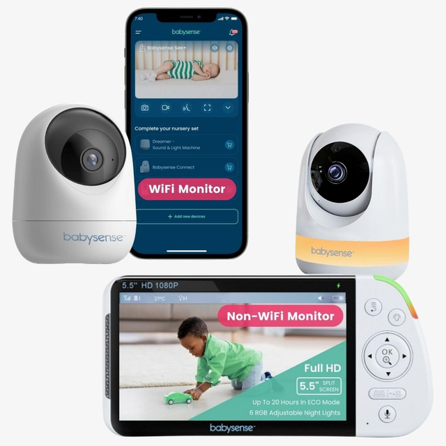Babysense Full HD Baby Monitor with Camera and Audio & Bonus WiFi Security Camera with App for Remote Viewing - MaxView&FullPeek