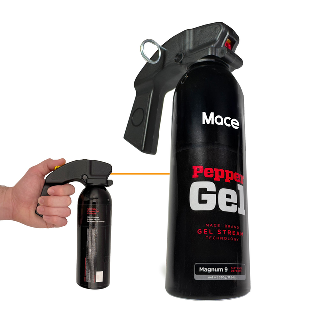 Non-lethal home and store defense,  Mace pepper spray gel extra large size,  20 ft range, Made in the USA