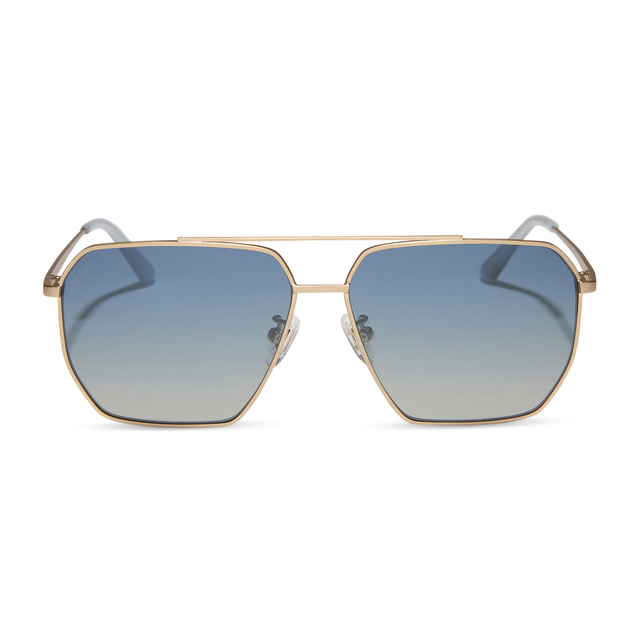 BERKELY - BRUSHED GOLD + AEGEAN BLUE GRADIENT + POLARIZED SUNGLASSES
