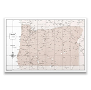 Push Pin Oregon Map (Pin Board) - Light Brown Color Splash