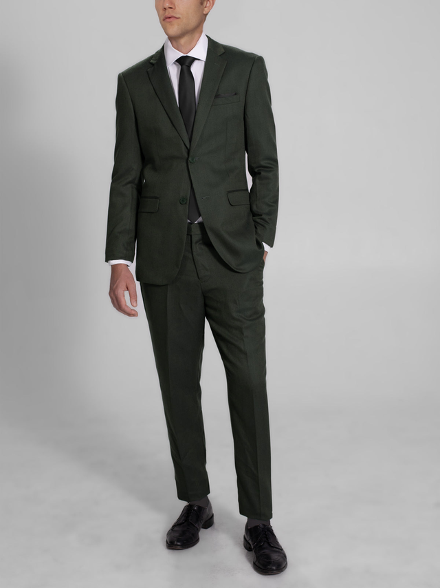 Pine Green Herringbone Two Button Suit