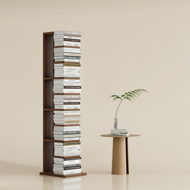 Yowos 9-Tier Walnut Narrow Vertical Invisible Bookshelf