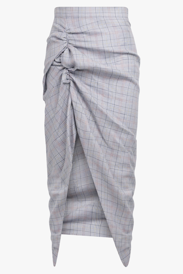 Side Panther Prince Of Wales Check Print Skirt | Grey