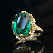 One Of A Kind: Esmeralda Oval Emerald Diamond Ring in 14K and 18K Gold, 4.8ct