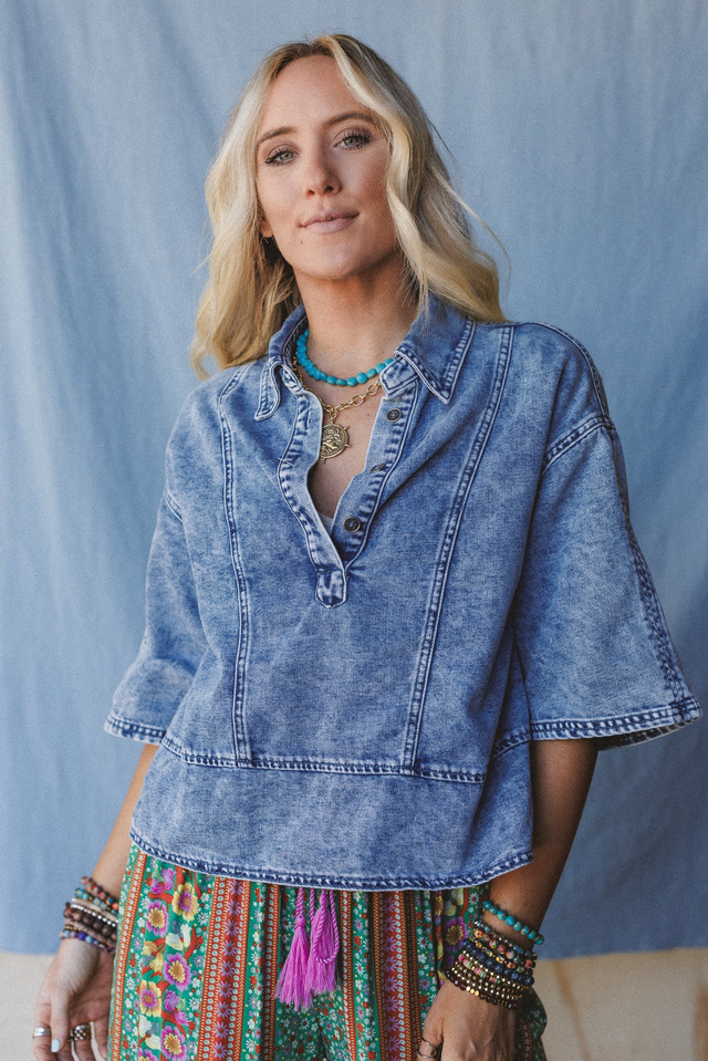 Saddle Up Style Denim Top - Denim