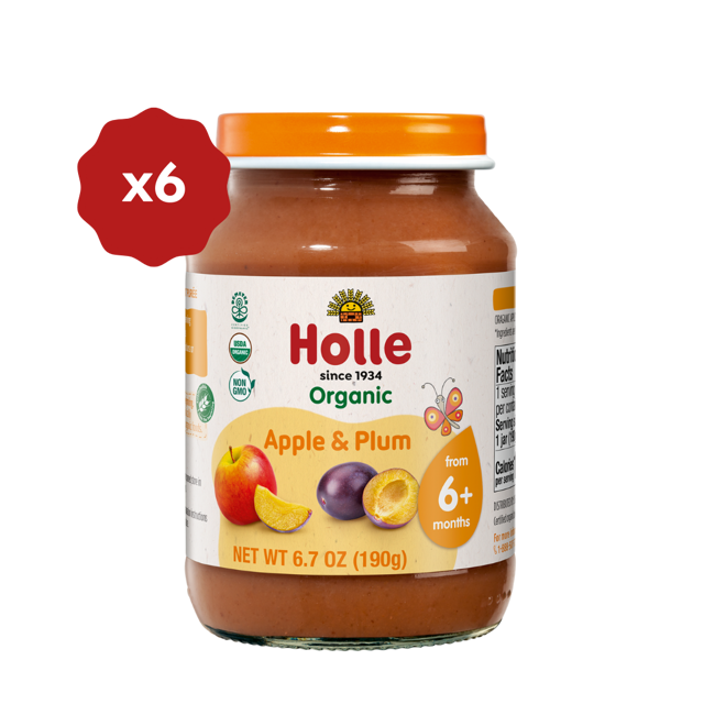 Holle Organic Baby Food Jar - Apple & Plum - 6 Jars