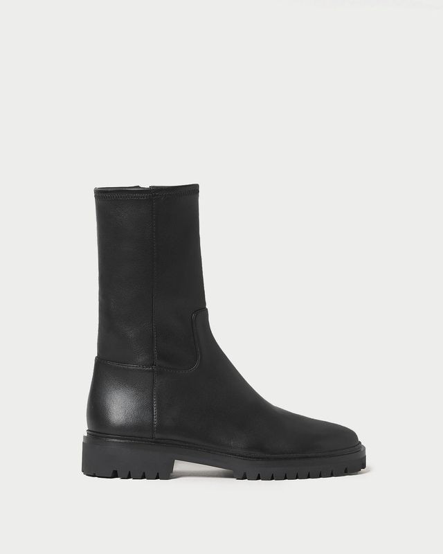 Danny Black Leather Lug Boot