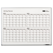7110016222133, SKILCRAFT 4-Month Dry Erase Calendar, 48" x 36", White Surface, Satin Aluminum Frame