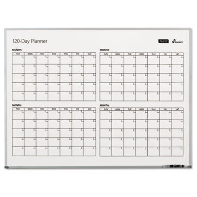 7110016222133, SKILCRAFT 4-Month Dry Erase Calendar, 48" x 36", White Surface, Satin Aluminum Frame