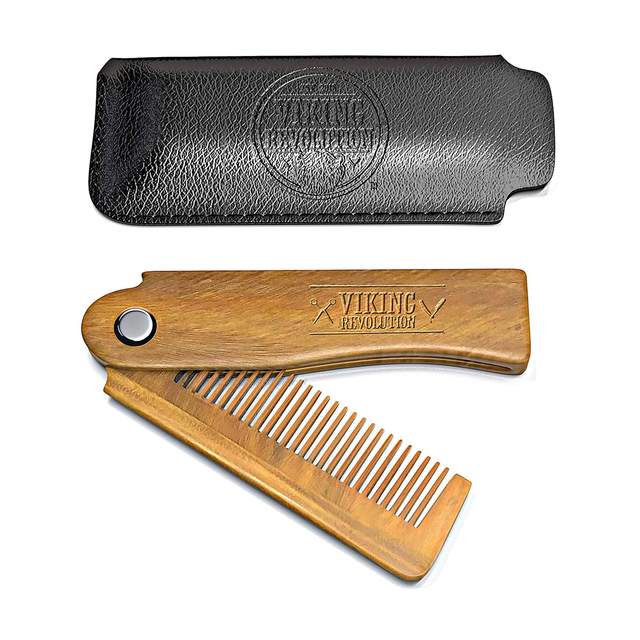 Folding Beard Comb w/Carrying Pouch