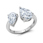 Toi et Moi Pear Ring Finished in Platinum