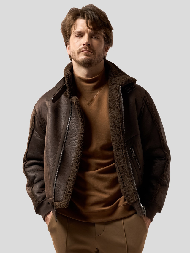 Reversible Faux Shearling Zip Up Windproof High Collar Jacket